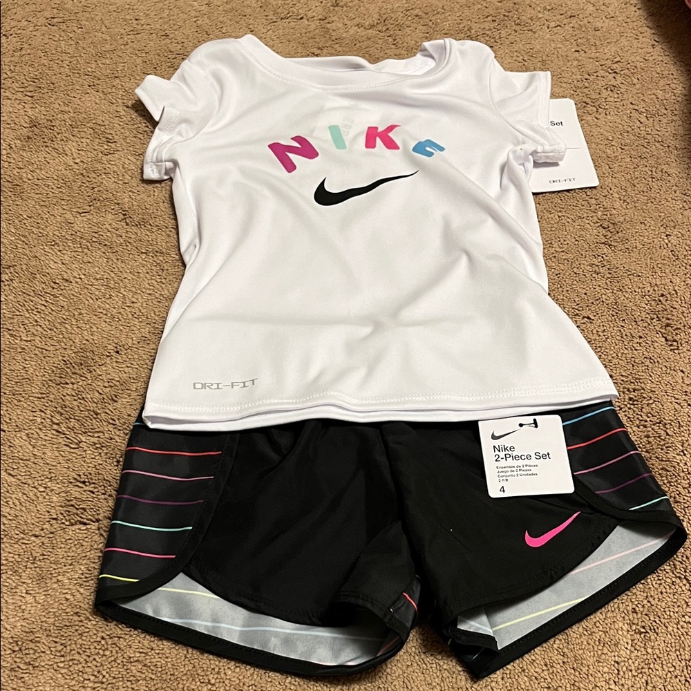 Nike Kids' White Tee and Black Shorts Set